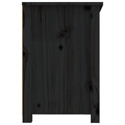 TV Cabinet Black 114x35x52 cm Solid Wood Pine