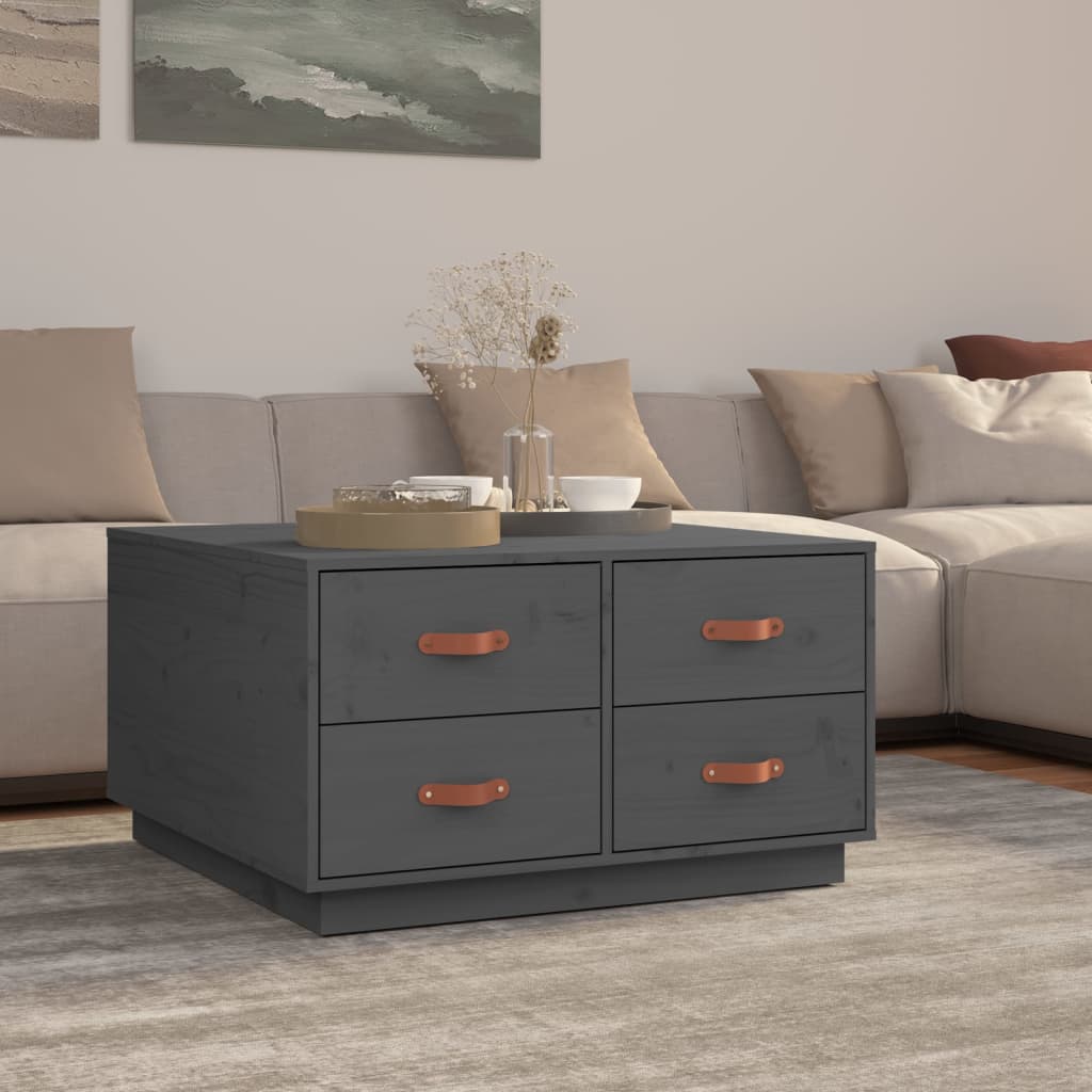Coffee Table Grey 80x80x45 cm Solid Wood Pine