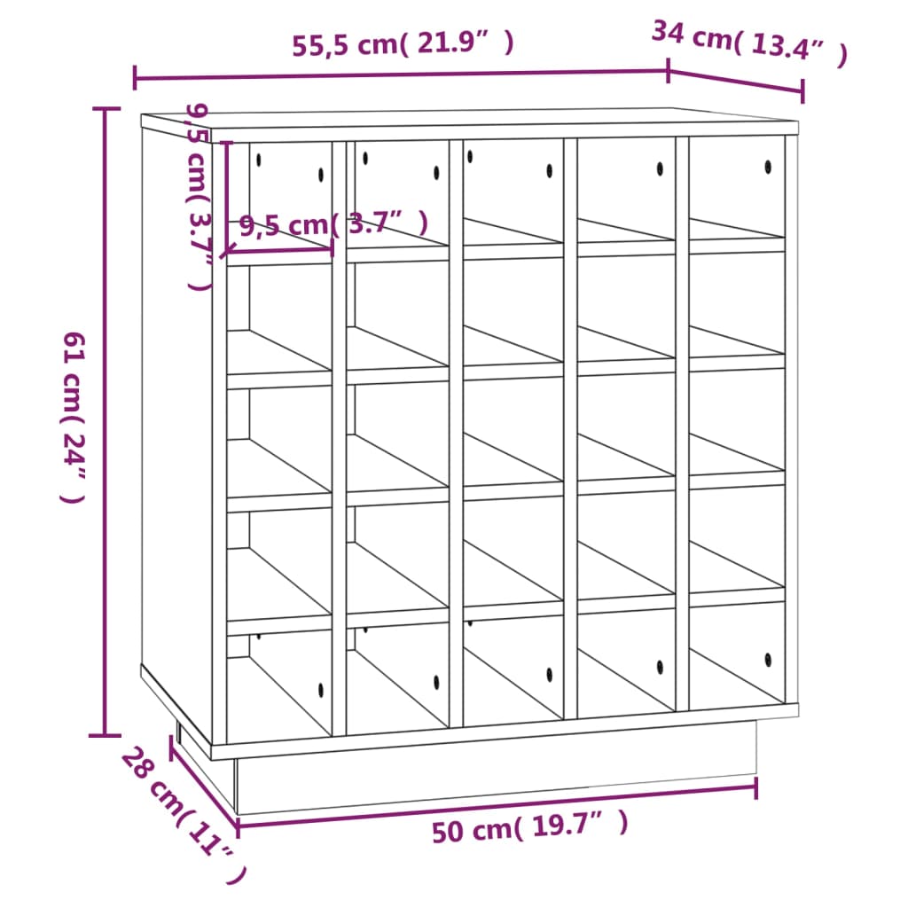 Wine Cabinet Honey Brown 55.5x34x61 cm Solid Wood Pine