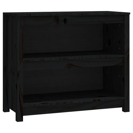 Book Cabinet Black 80x35x68 cm Solid Wood Pine