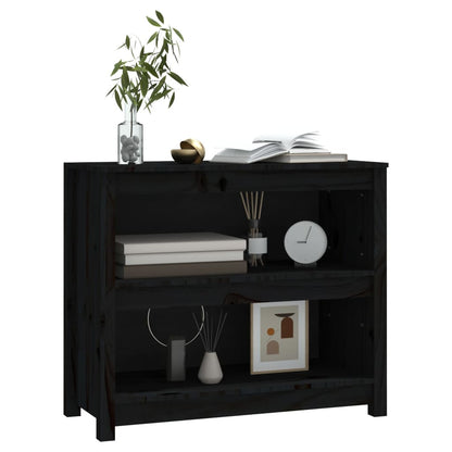 Book Cabinet Black 80x35x68 cm Solid Wood Pine