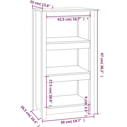 Book Cabinet Black 50x35x97 cm Solid Wood Pine