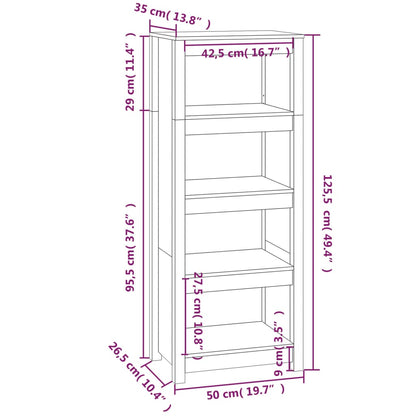 Book Cabinet Black 50x35x125.5 cm Solid Wood Pine