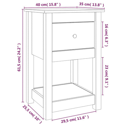 Bedside Cabinet Honey Brown 40x35x61.5 cm Solid Wood Pine