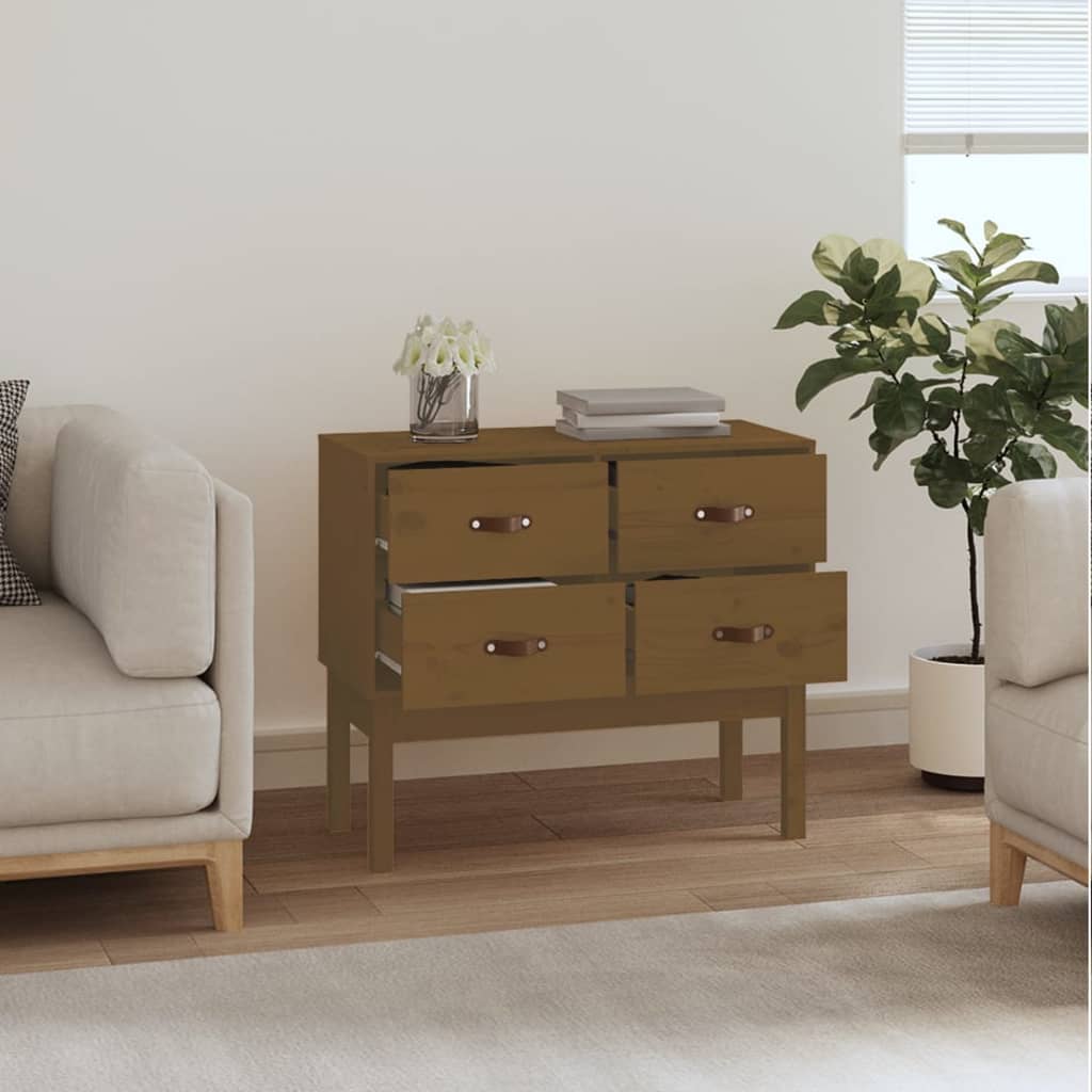 Console Cabinet Honey Brown 90x40x78 cm Solid Wood Pine