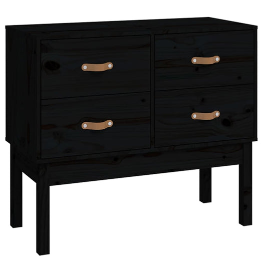 Console Cabinet Black 90x40x78 cm Solid Wood Pine