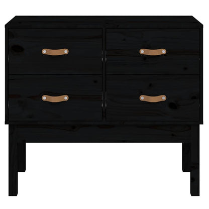 Console Cabinet Black 90x40x78 cm Solid Wood Pine