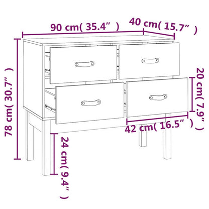 Console Cabinet Black 90x40x78 cm Solid Wood Pine