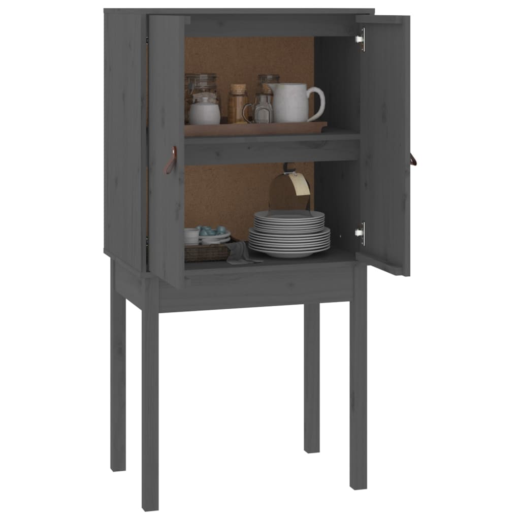 Highboard Grey 60x40x120 cm Solid Wood Pine