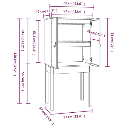 Highboard Grey 60x40x120 cm Solid Wood Pine