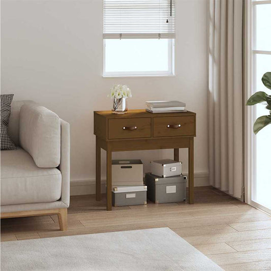 Console Table Honey Brown 76.5x40x75 cm Solid Wood Pine