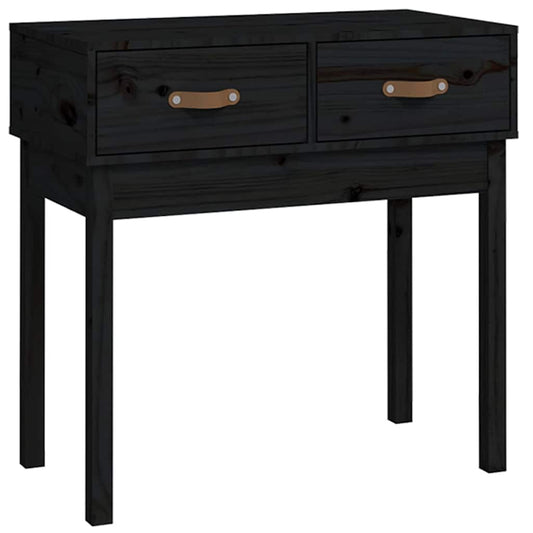 Console Table Black 76.5x40x75 cm Solid Wood Pine