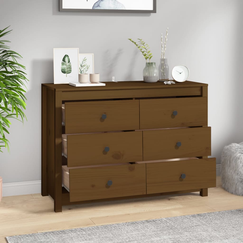 Side Cabinet Honey Brown 100x40x72 cm Solid Wood Pine