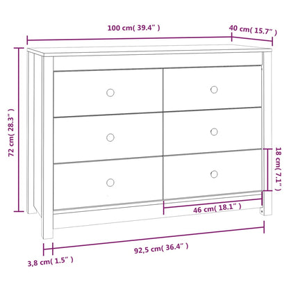Side Cabinet Honey Brown 100x40x72 cm Solid Wood Pine