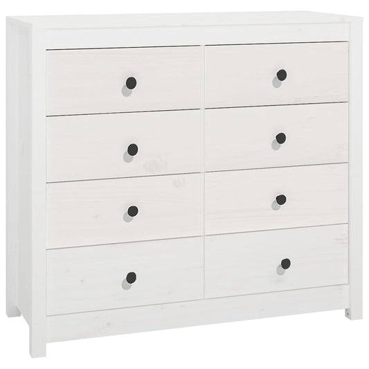 Side Cabinet White 100x40x90 cm Solid Wood Pine