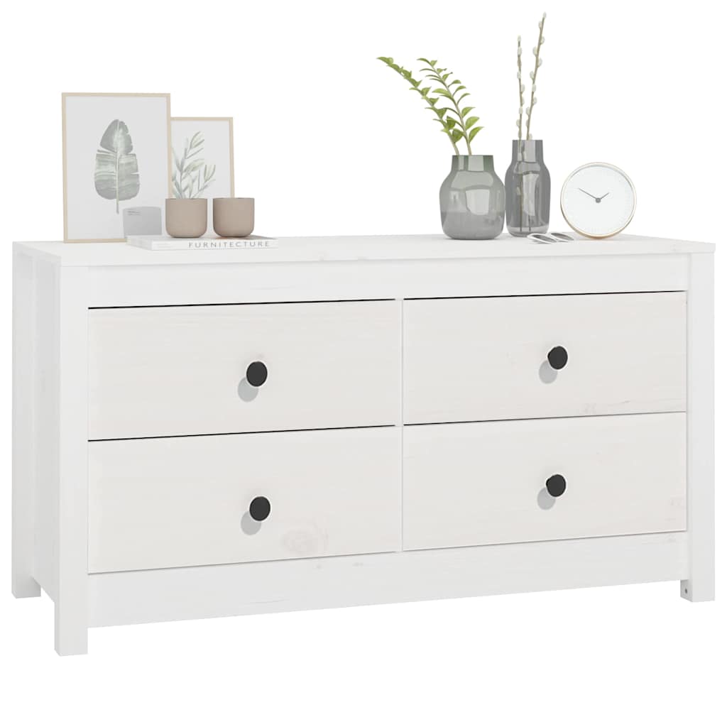 Side Cabinet White 100x40x54 cm Solid Wood Pine