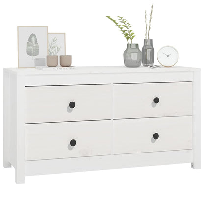 Side Cabinet White 100x40x54 cm Solid Wood Pine