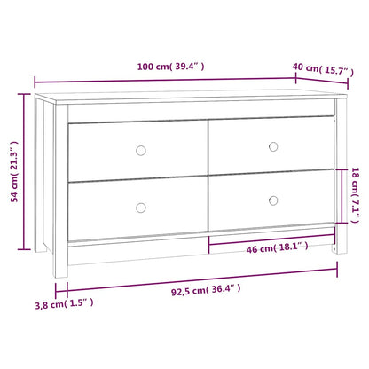 Side Cabinet White 100x40x54 cm Solid Wood Pine