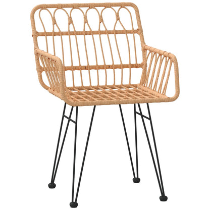 Garden Chair | Set of 2 | Brown | Steel, Polyethylene Rattan | Medium