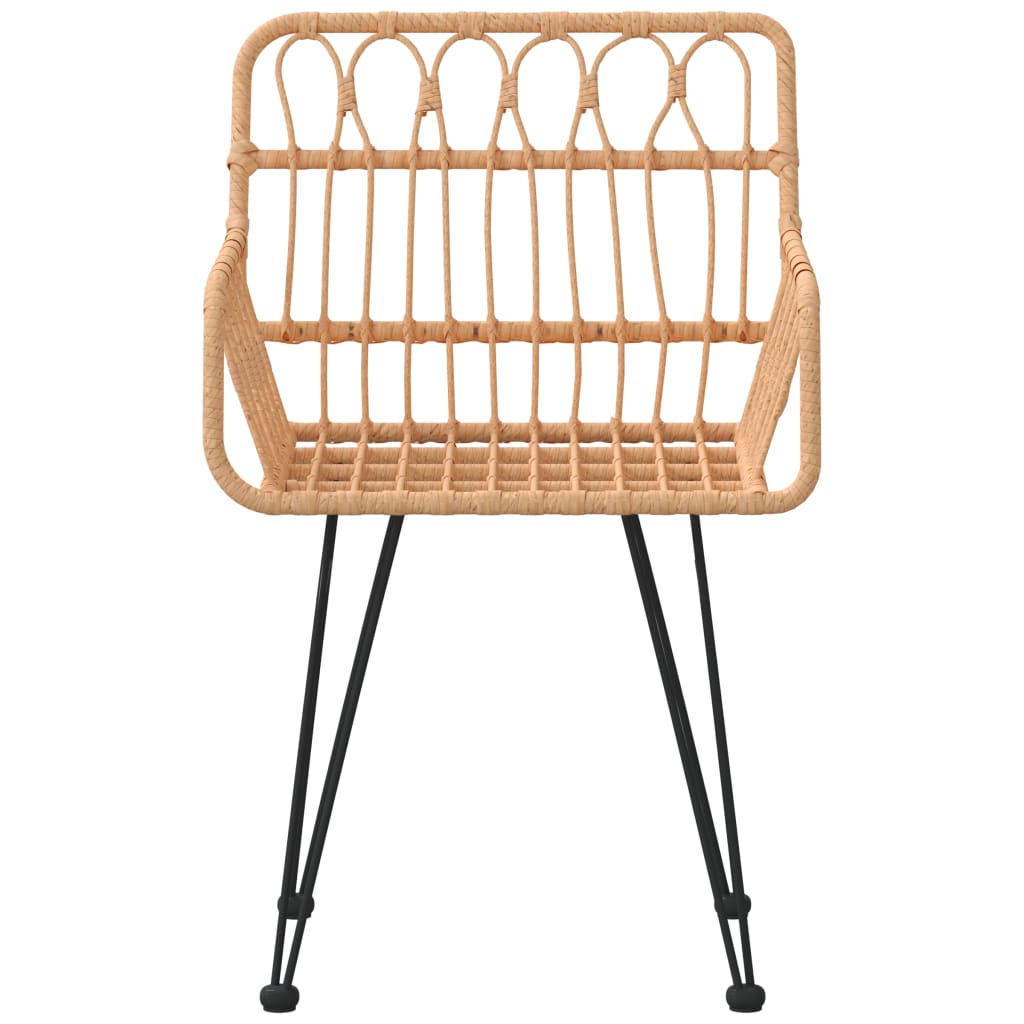 Garden Chair | Set of 2 | Brown | Steel, Polyethylene Rattan | Medium