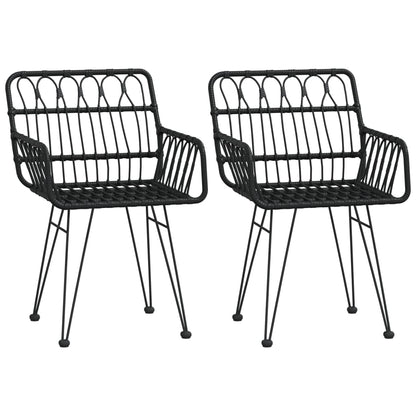 Garden Chair | Set of 2 | Black | Steel, Polyethylene | 56x64x80 cm