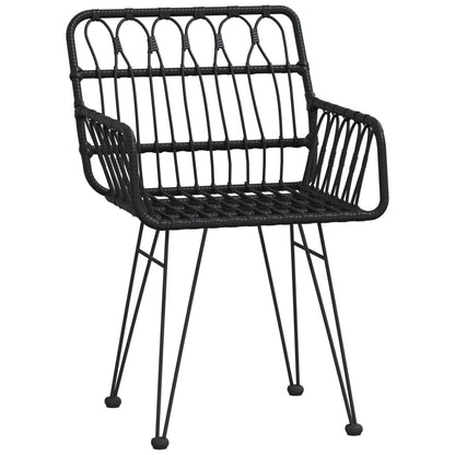 Garden Chair | Set of 2 | Black | Steel, Polyethylene | 56x64x80 cm