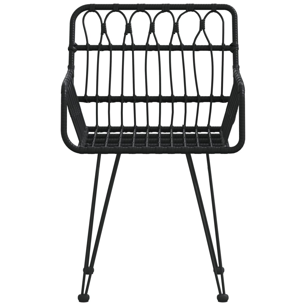 Garden Chair | Set of 2 | Black | Steel, Polyethylene | 56x64x80 cm