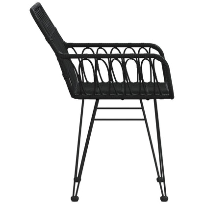 Garden Chair | Set of 2 | Black | Steel, Polyethylene | 56x64x80 cm