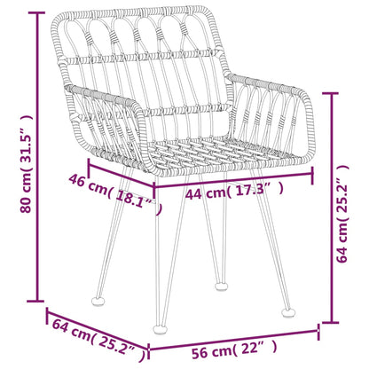 Garden Chair | Set of 2 | Black | Steel, Polyethylene | 56x64x80 cm