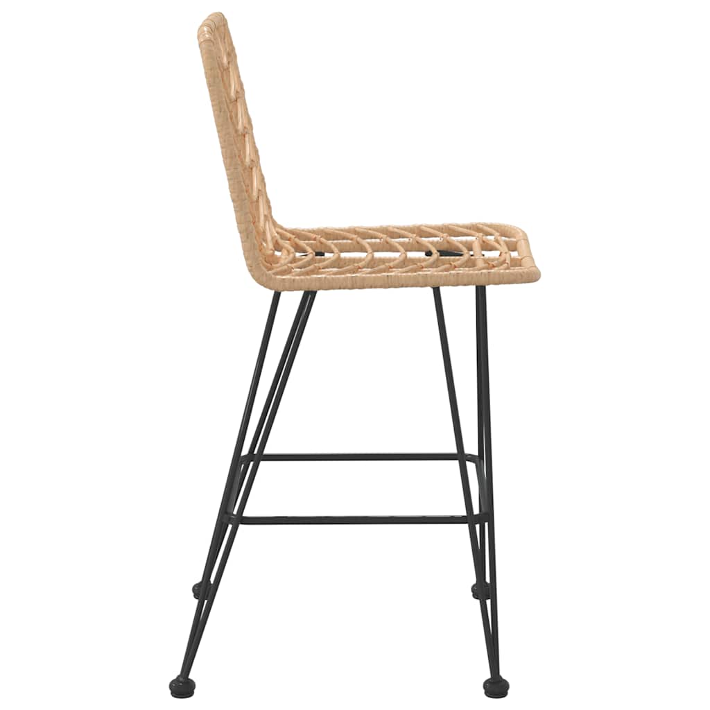 Bar Stool | Set of 2 | Black | Steel, polyethylene rattan | Standard