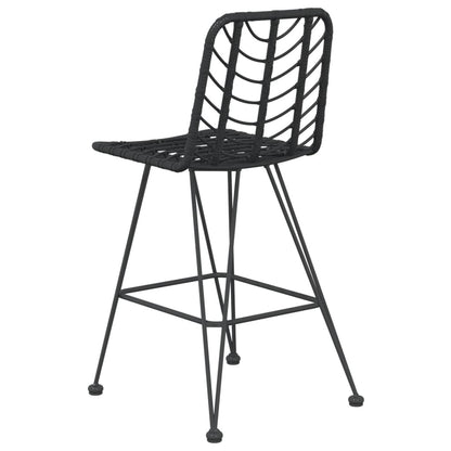 Bar Stool | Set of 2 | Black | PE Rattan and Steel | Regular | Footrest