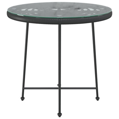 Dining Table Black Ø80 cm Tempered Glass and Steel