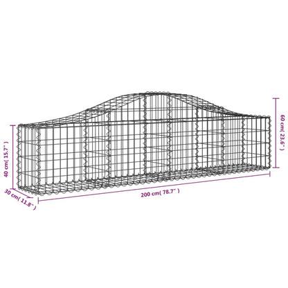 Arched Gabion Baskets 7 pcs 200x30x40/60 cm Galvanised Iron