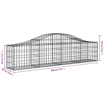 Arched Gabion Baskets 13 pcs 200x30x40/60 cm Galvanised Iron