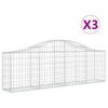 Arched Gabion Baskets 3 pcs 78.7"x11.8"x23.6"/31.5" Galvanized Iron