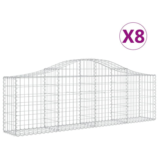 Arched Gabion Baskets 8 pcs 200x30x60/80 cm Galvanised Iron
