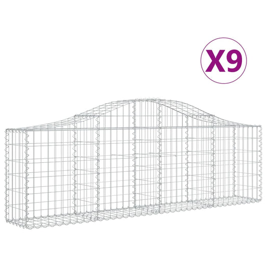 Arched Gabion Baskets 9 pcs 200x30x60/80 cm Galvanised Iron