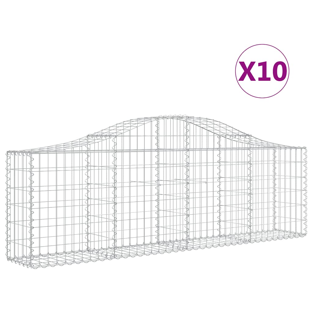 Arched Gabion Baskets 10 pcs 200x30x60/80 cm Galvanised Iron