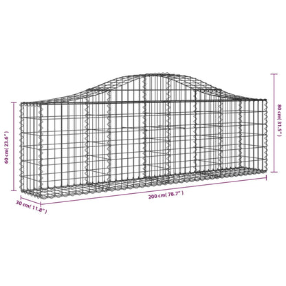 Arched Gabion Baskets 12 pcs 200x30x60/80 cm Galvanised Iron