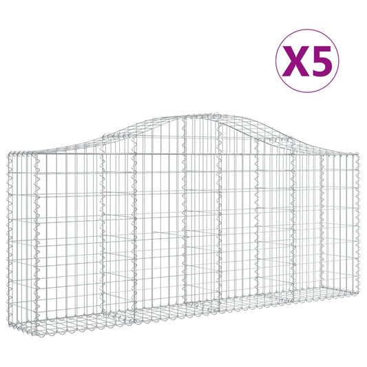 Arched Gabion Baskets 5 pcs 200x30x80/100 cm Galvanised Iron