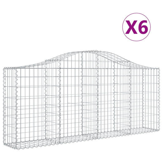 Arched Gabion Baskets 6 pcs 200x30x80/100 cm Galvanised Iron