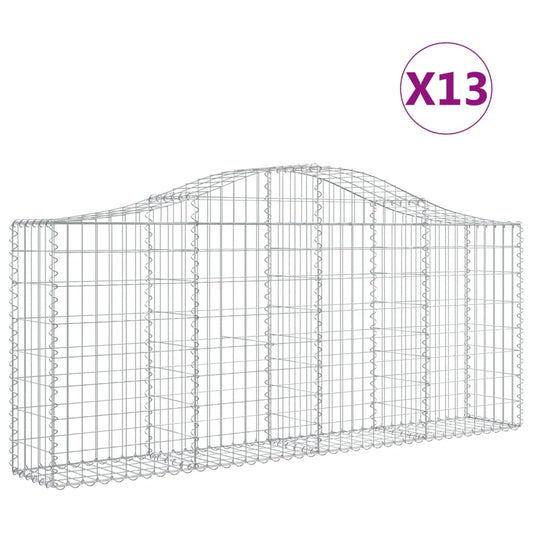 Arched Gabion Baskets 13 pcs 200x30x80/100 cm Galvanised Iron