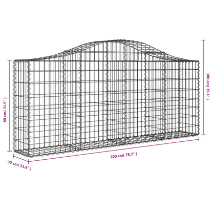 Arched Gabion Baskets 18 pcs 200x30x80/100 cm Galvanised Iron