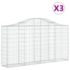 Arched Gabion Baskets 3 pcs 78.7"x11.8"x39.4"/47.2" Galvanized Iron