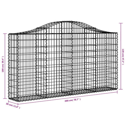 Arched Gabion Baskets 14 pcs 200x30x100/120 cm Galvanised Iron