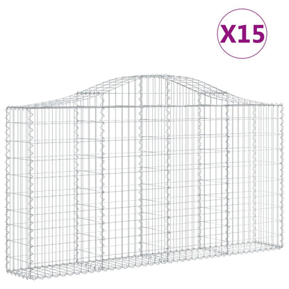 Arched Gabion Baskets 15 pcs 200x30x100/120 cm Galvanised Iron
