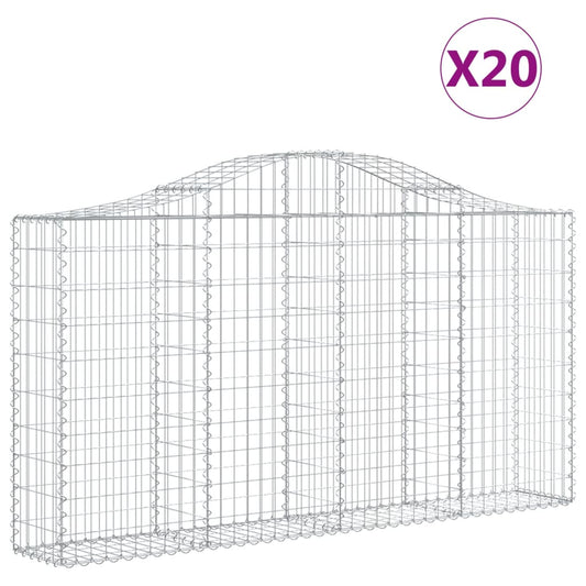 Arched Gabion Baskets 20 pcs 200x30x100/120 cm Galvanised Iron