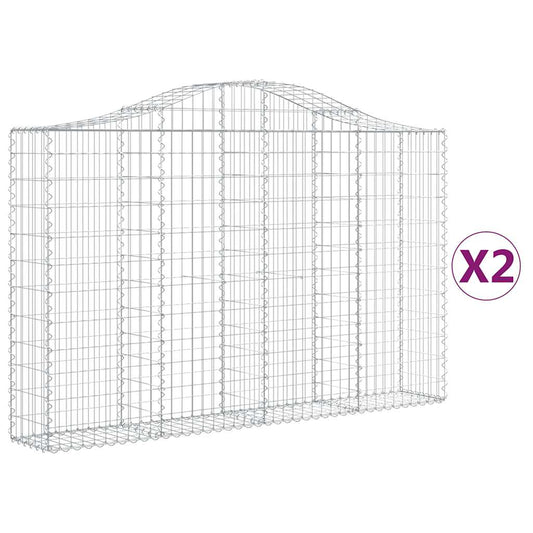 Arched Gabion Baskets 2 pcs 200x30x120/140 cm Galvanised Iron