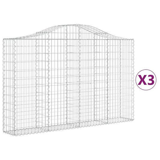 Arched Gabion Baskets 3 pcs 200x30x120/140 cm Galvanised Iron