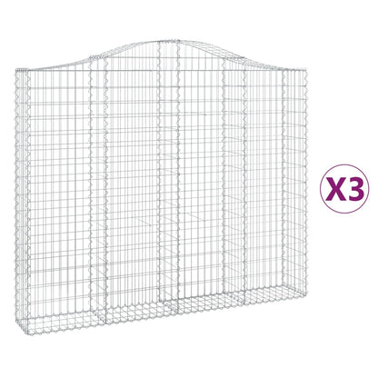 Arched Gabion Baskets 3 pcs 200x30x160/180 cm Galvanised Iron